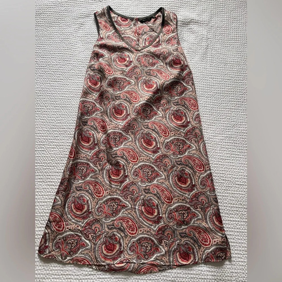 Massimo Dutti 100% Silk Pink Paisley Feminine Sleeveless Dress Floral Luxury - Picture 2 of 9
